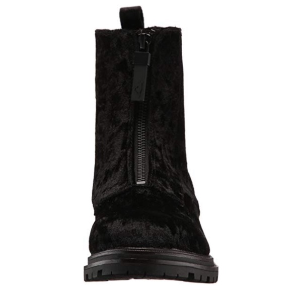 NIB Crush Black Velvet Lug Sole Zip Up Combat Boot - Picture 8 of 8